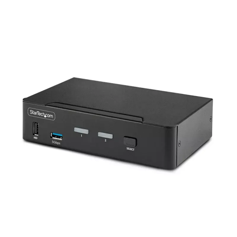 StarTech.com 2-Port DisplayPort KVM Switch, 8K 60Hz / 4K 144Hz, Single Display, DP 1.4, 2x USB 3.0 Ports, 4x USB 2.0 HID Ports, Push-Button & Hotkey Switching, TAA Compliant - OS Independent, Metal Housing (D86A2-2-PORT-8K-KVM) - Chave de KVM / áudio