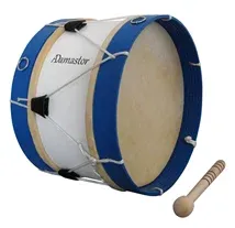 Bombo Tradicional Adamastor Nº2 Branco/Aro Azul 30cm