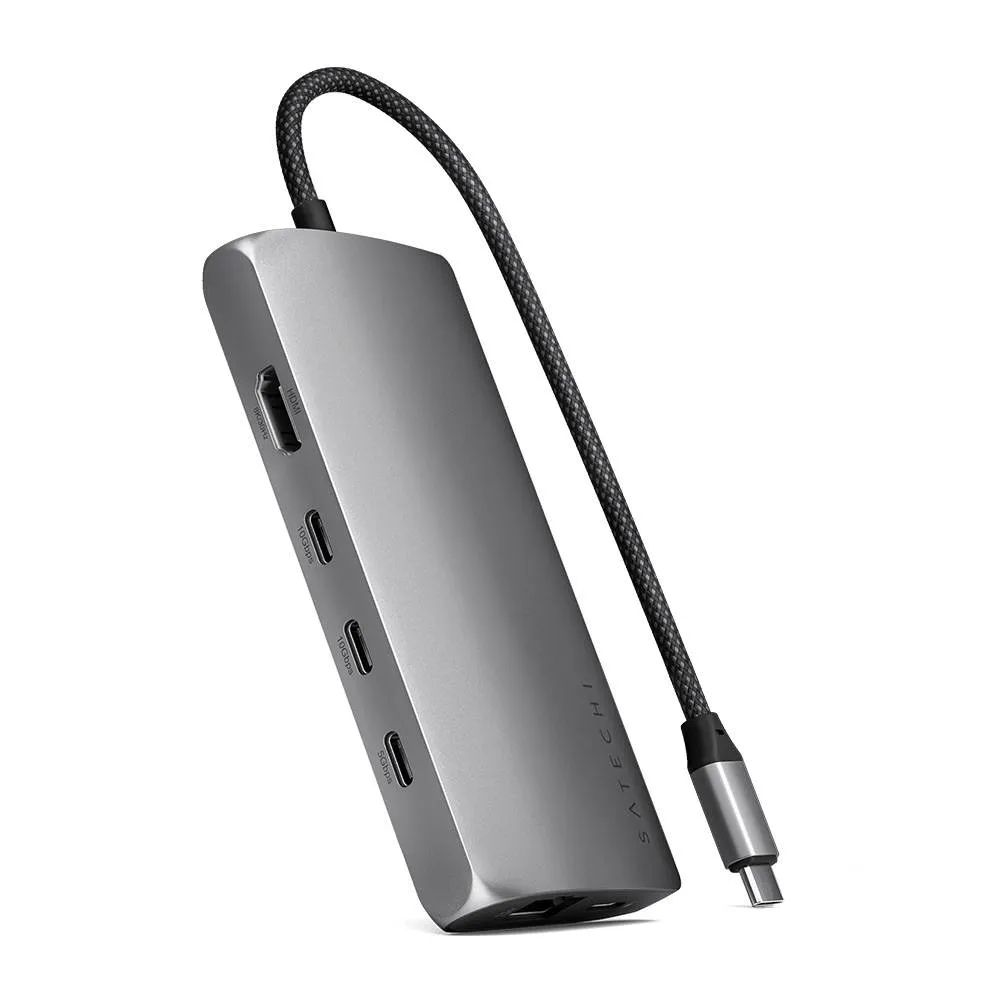 Adaptador USB-C Satechi Multiport Adapter 8K com Ethernet V3 Cinza