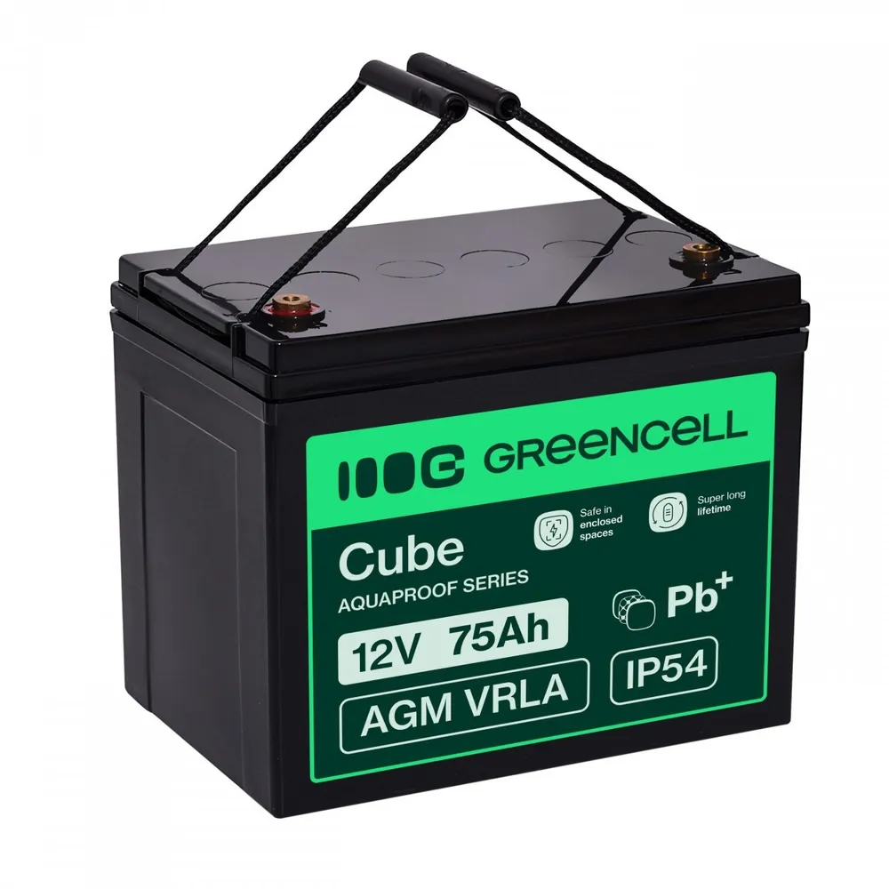 Green Cell Cube AGM VRLA IP54 12V 75Ah bateria sem AGM12V75AH-J