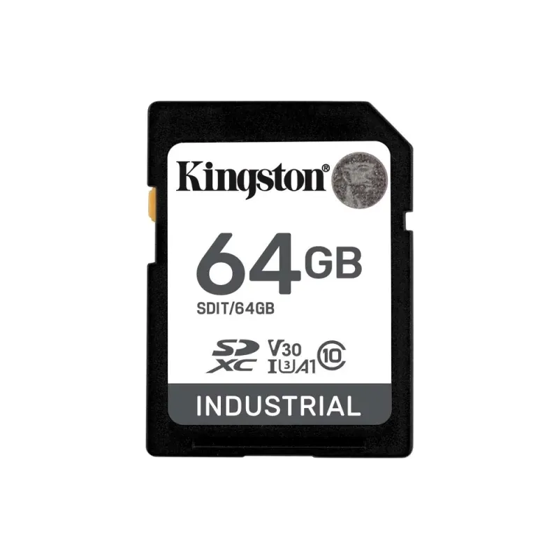 Cartão de Memória SDHC Kingston 64GB Industrial C10 UHS-I U3 V30 A1 pSLC