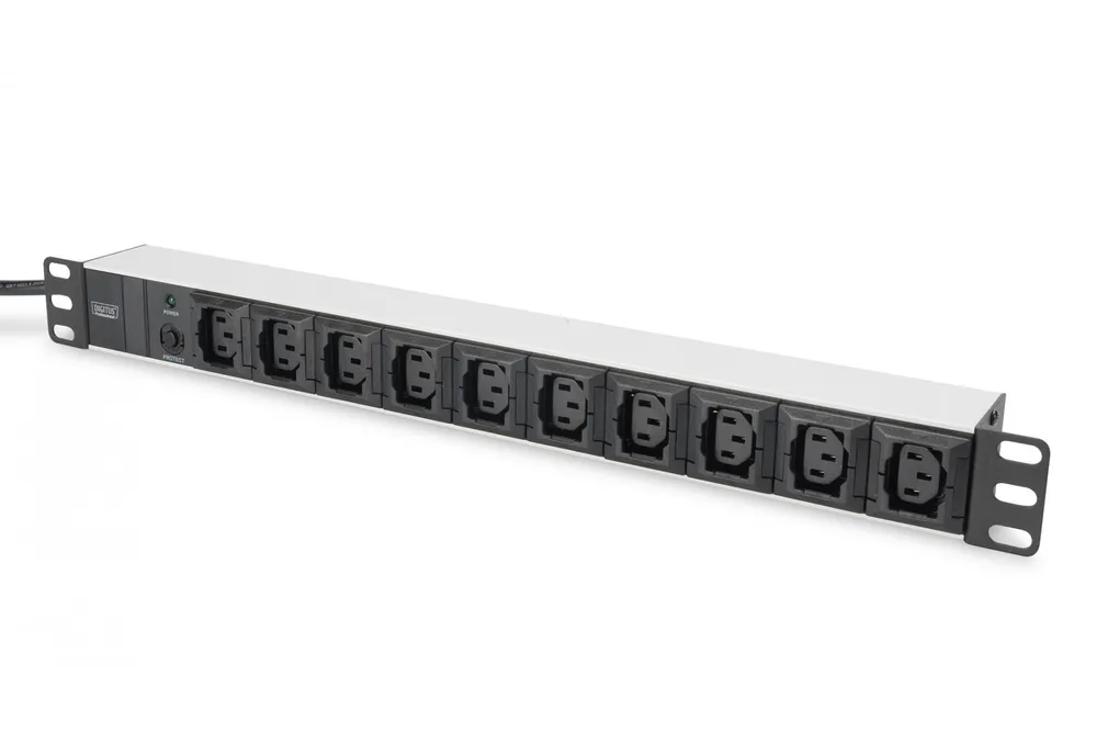 Digitus aluminum outlet strip, 10 outlets, 2 m supply IEC C14 DN-95404
