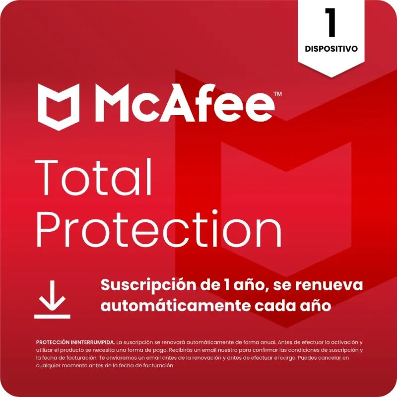 McAfee Total Protection 1 Dispositivo 1 Ano Licença Digital