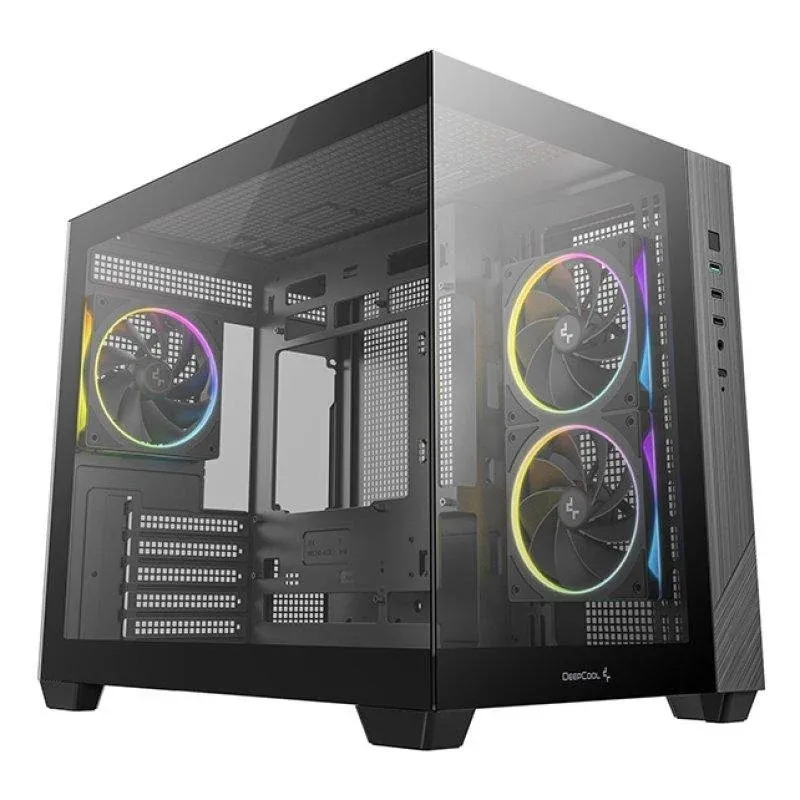Caixa de Computador Caixa Micro-ATX DeepCool CG330 3F Vidro Temperado 3 Ventoinhas ARGB Preta