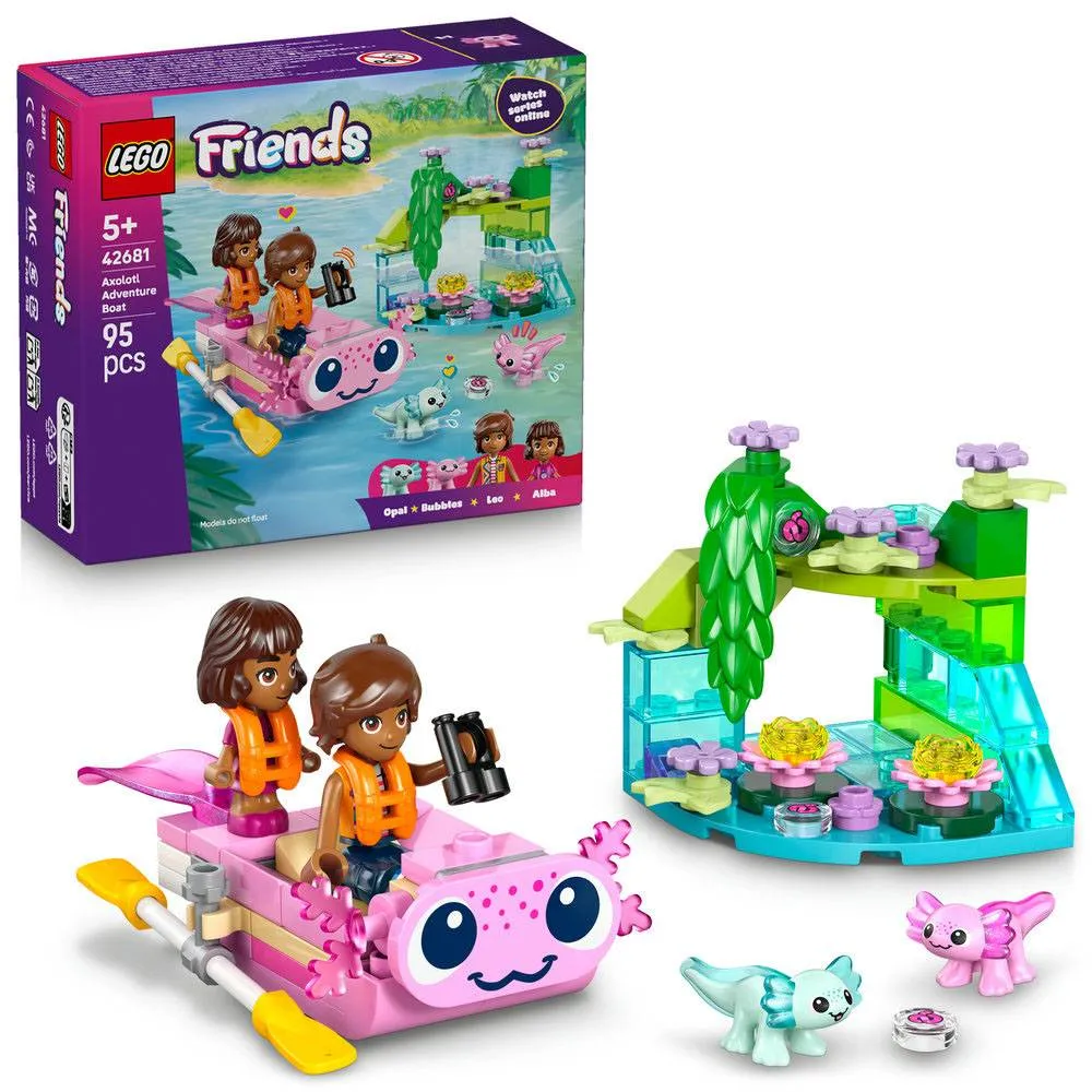 LEGO Friends: Barco de Aventuras em Forma de Axolote |Idades 5+ |95 Peças|Item 42681