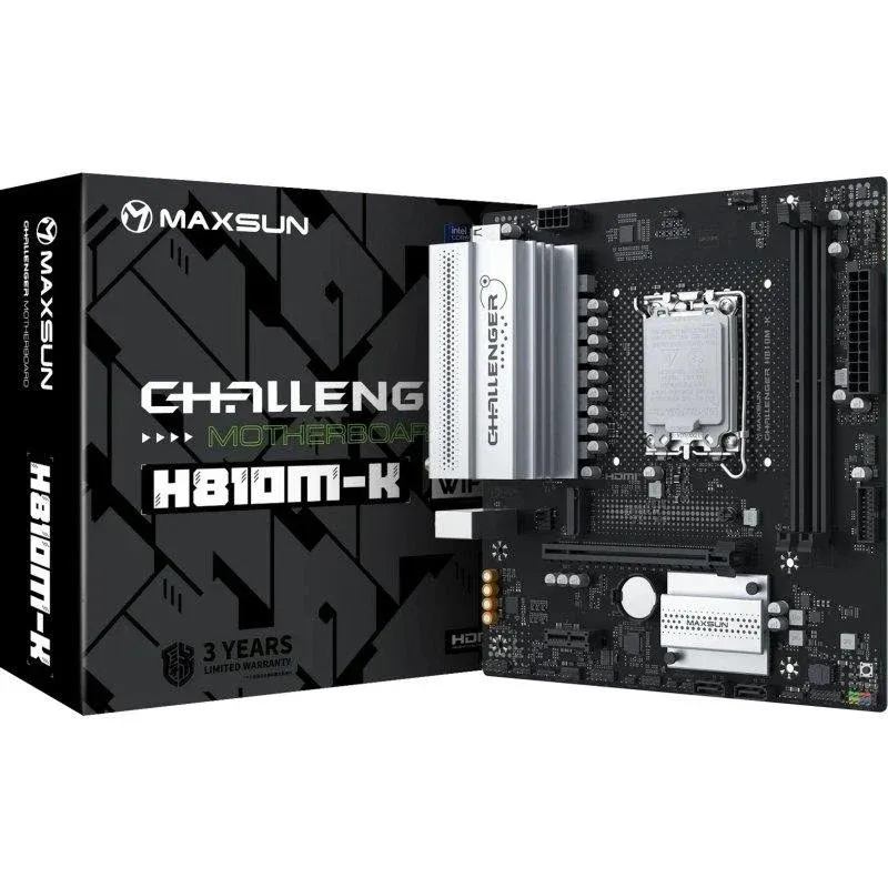 Motherboard Maxsun MS-Challenger H810M-K WIFI H810 LGA1851 DDR5 mATX WiFi 6 BT 5.2