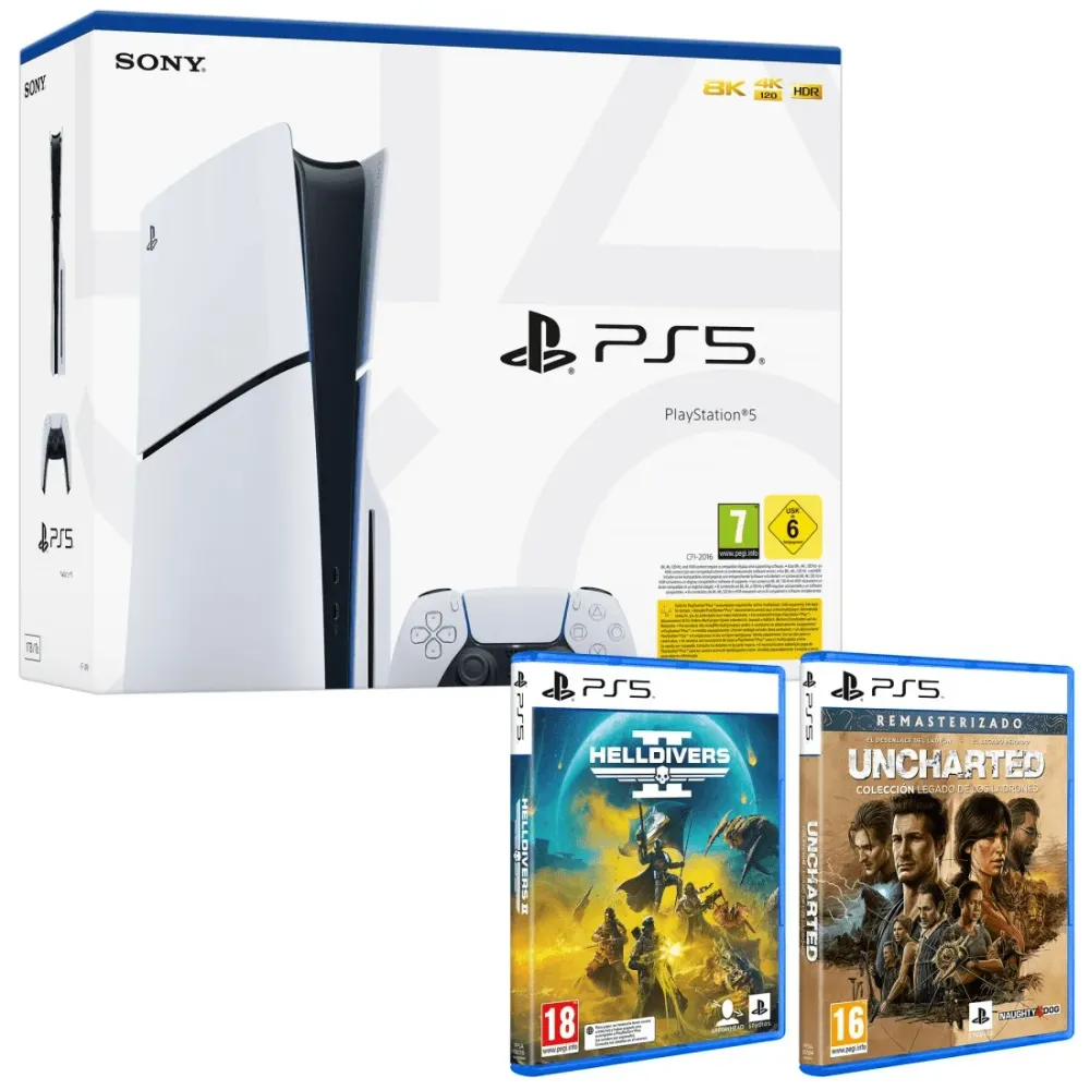 Consola PS5 Slim Chassis D + Unchated Legacy Collection + Helldivers