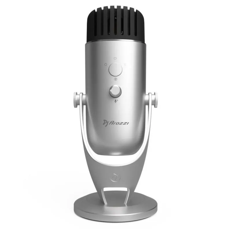 Arozzi Colonna Microfone para Streaming Prateado