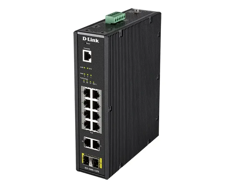 Switch D-LINK INDUSTRIAL 12 Portas L2 SMART MANAG 10X 1GBASET(X) 8POE 240W 2XSFP