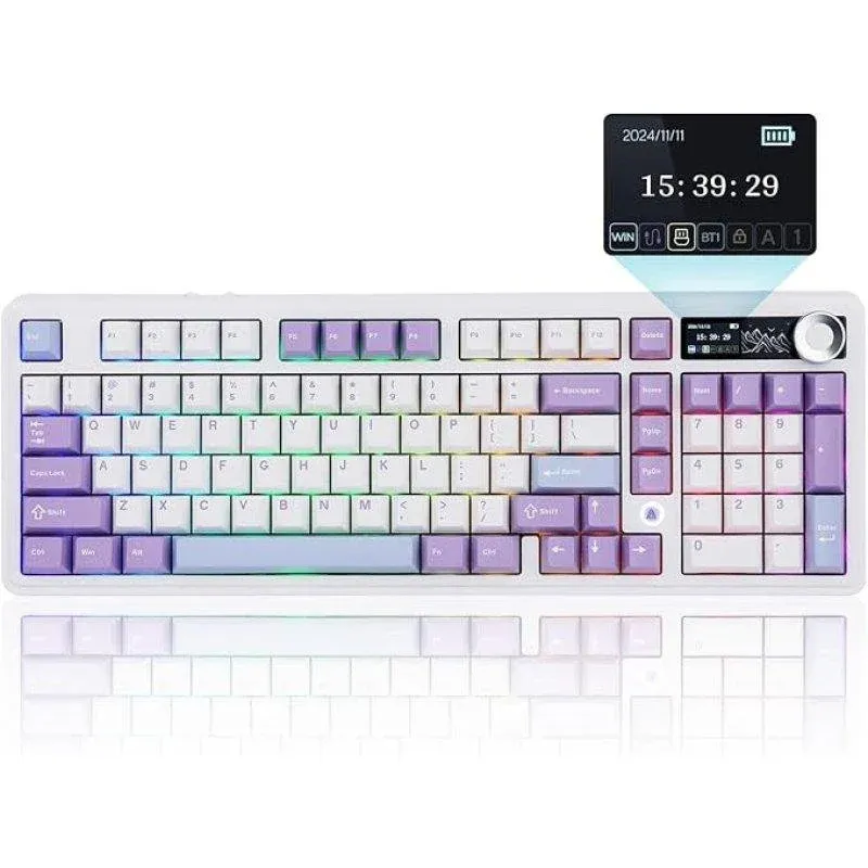 Teclado Ajazz AK980 V2 mecânico sem fios Layout ANSI com ecrã TFT e 3 modos