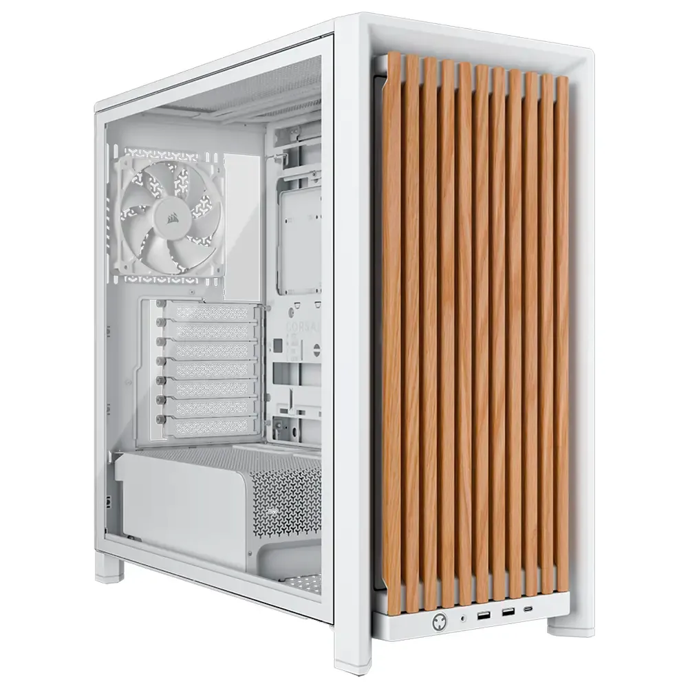 Caixa Extended-ATX Corsair Frame 4000D Wood RS Tempered Glass Branca