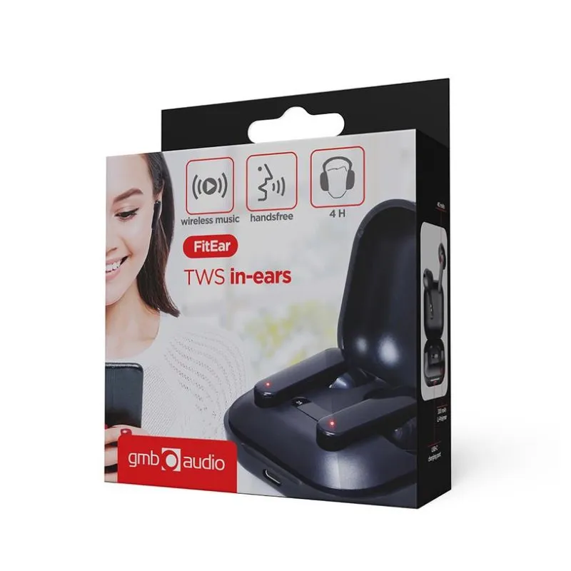 Auriculares Gembird FITEAR-X100B sem fios Bluetooth para chamadas e música preto