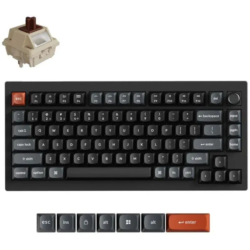 Teclado Keychron V1 Ultra 8K Wireless Hot-swappable RGB Brown Switch compacto com layout espanhol