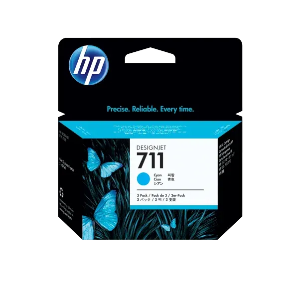 Conjunto Triplo de Tinteiros HP DesignJet 711 Ciano