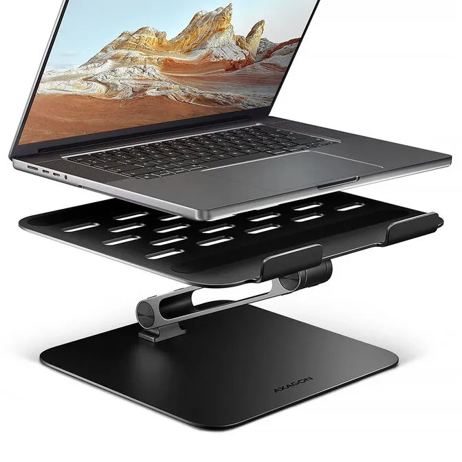 Suporte Elevatório AXAGON STND-LQB para Portáteis Regulável Aluminio Preto