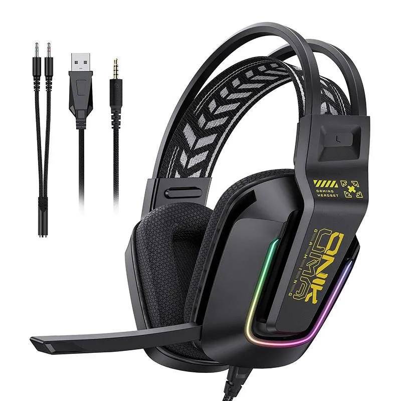 Auriculares ONIKUMA X13 com cabo USB e jack 3,5 mm gaming RGB preto