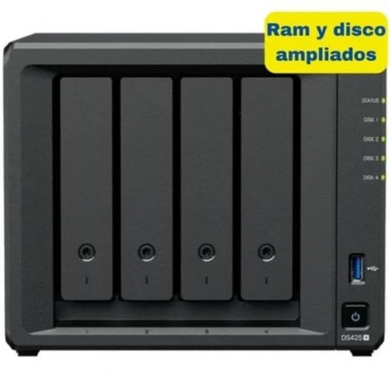 NAS Synology Diskstation DS425+ 4 Baías 3.5"/2.5" 6GB RAM DDR4 2.5GbE Preto