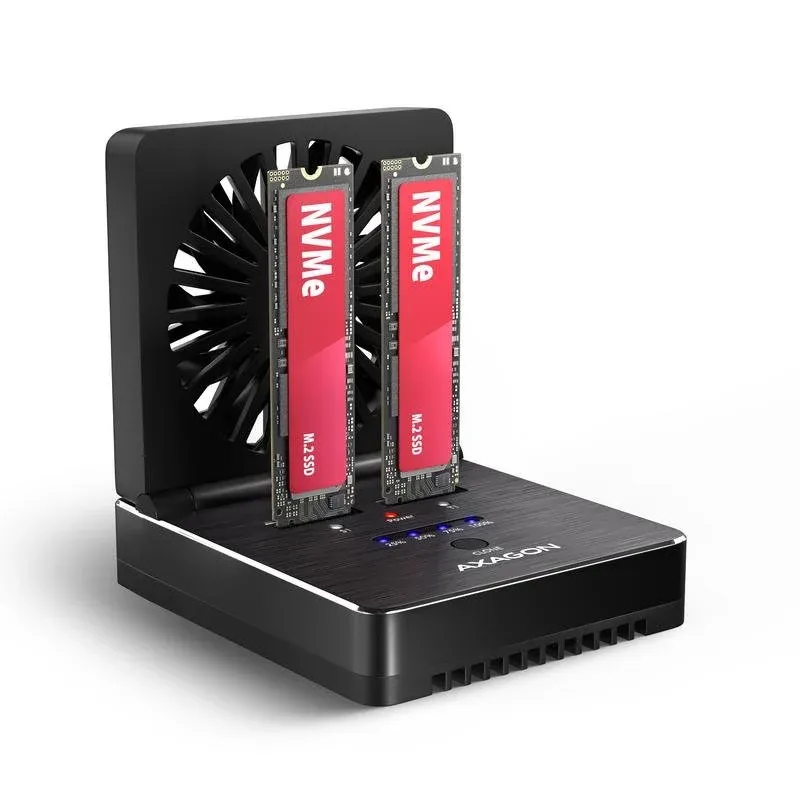 Caixa Axagon ADSA-M2C22 M.2 Alumínio Preto com Ventoinha USB 3.2