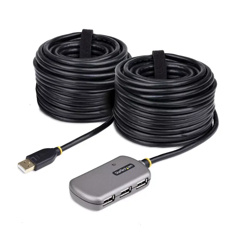 StarTech.com USB Extender Hub, 24m USB 2.0 Extension Cable with 4-Port USB Hub, Active/Bus Powered USB Repeater Cable, Optional 10W Power Supply Included - USB-A Hub w/ ESD Protection (U02442-USB-EXTENDER) - Hub - 4 x USB 2.0