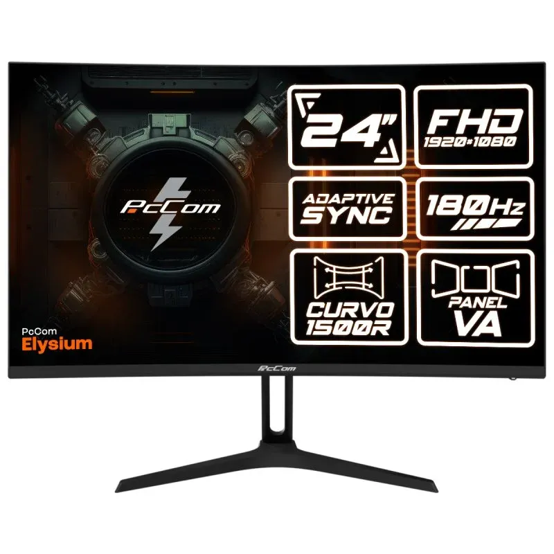 PcCom Elysium Monitor gaming 23.6" VA FHD 180Hz Adaptive Sync Curvo