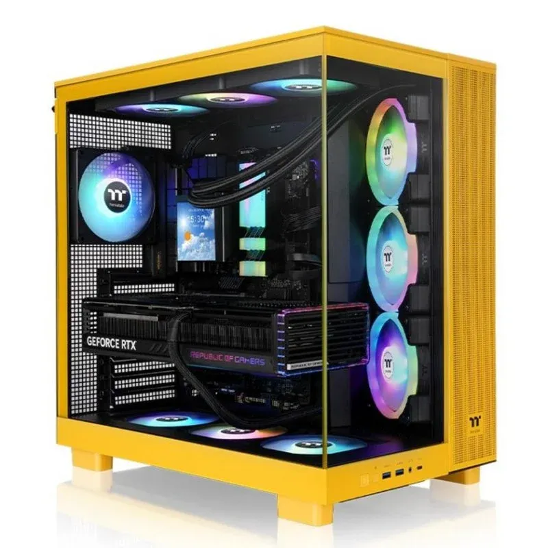 Caixa de Computador Caixa PC Thermaltake View 380 XL TG ARGB Amarela Torre Média ATX