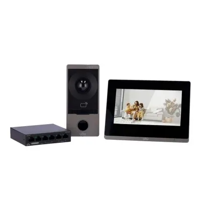 Kit de Vídeo Porteiro Uniview UV-KIT IP & WiFi Leitor MF PoE IP65 - UV-KIT/201S/372S/NSW2020
