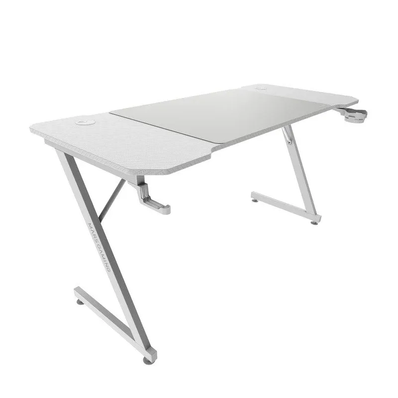 Mars Gaming MGD-X140 Mesa Ergonómica com Tapete XXL e Suportes para Headset e Bebidas 140x60cm Branca