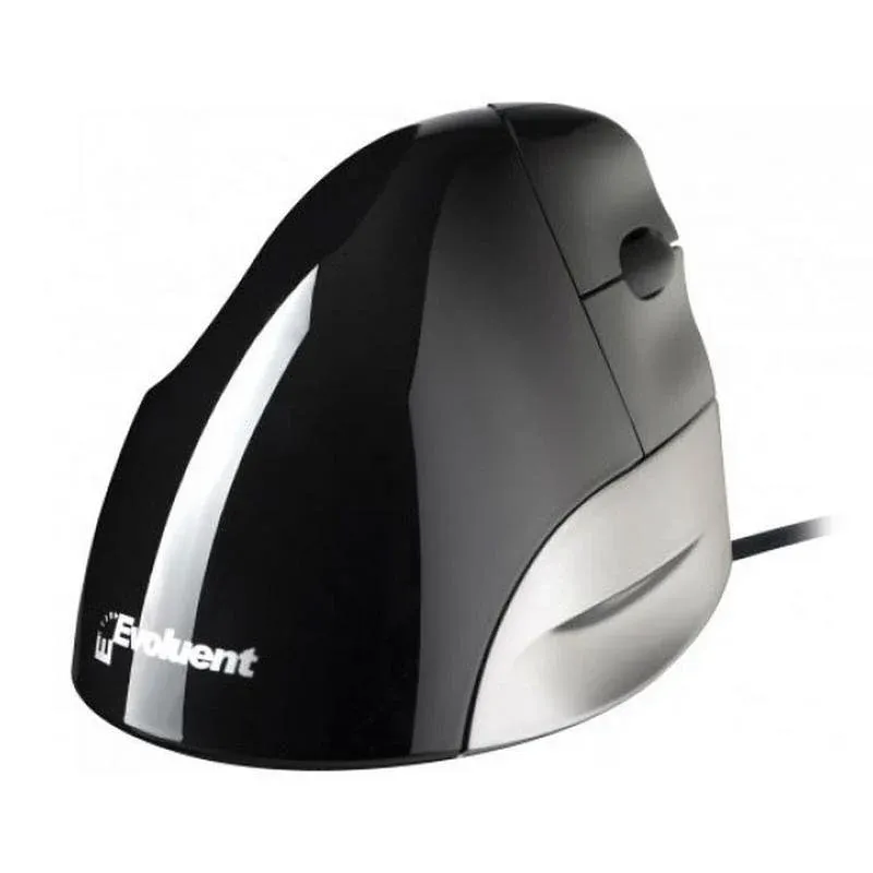 Rato Evoluent VMS USB com Fio 1500DPI Preto Prateado Design Vertical