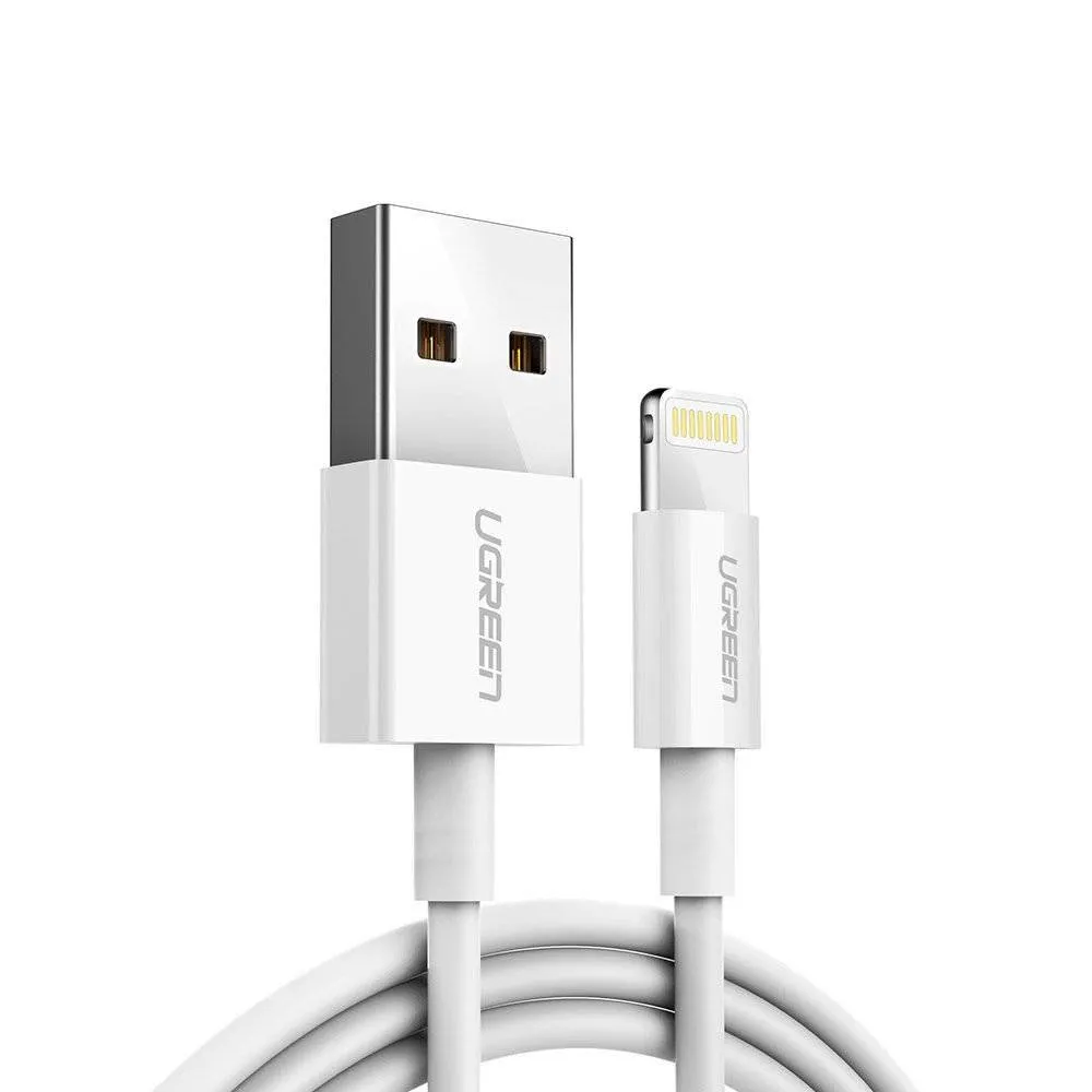 Cabo UGREEN US155 USB-A Macho para Lightning Macho Nickel Plating ABS 1m Branco