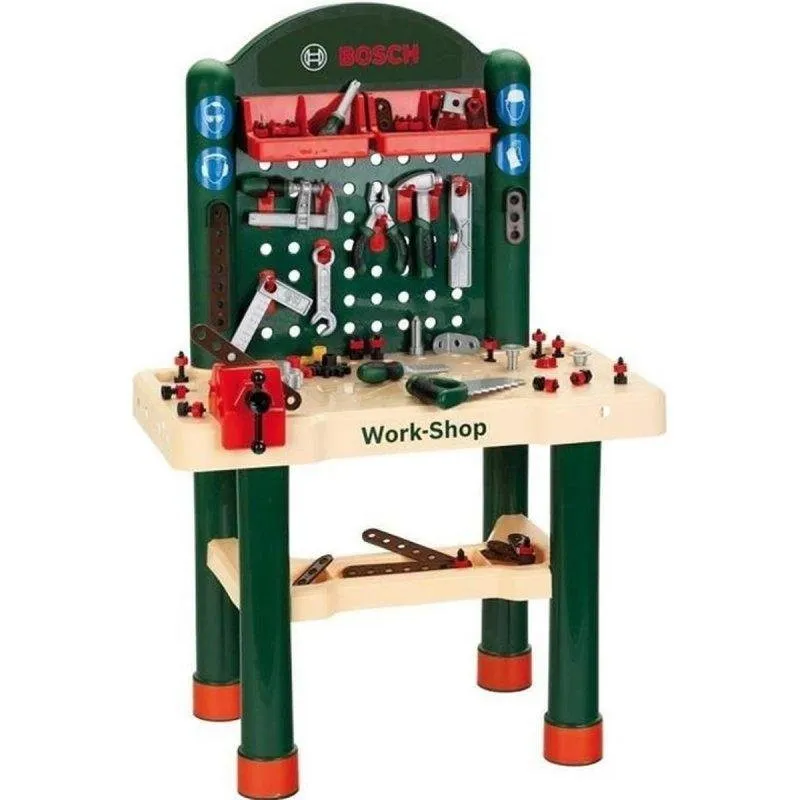 Mesa de trabalho infantil Theo Klein Bosch Work-Shop 82 acessórios