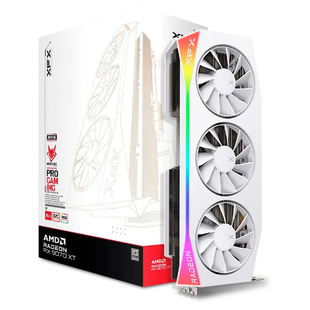 Placa Gráfica XFX AMD Radeon RX 9070 XT RDNA 4 Mercury OC White Gaming 16GB GDDR6 - Recondicionado