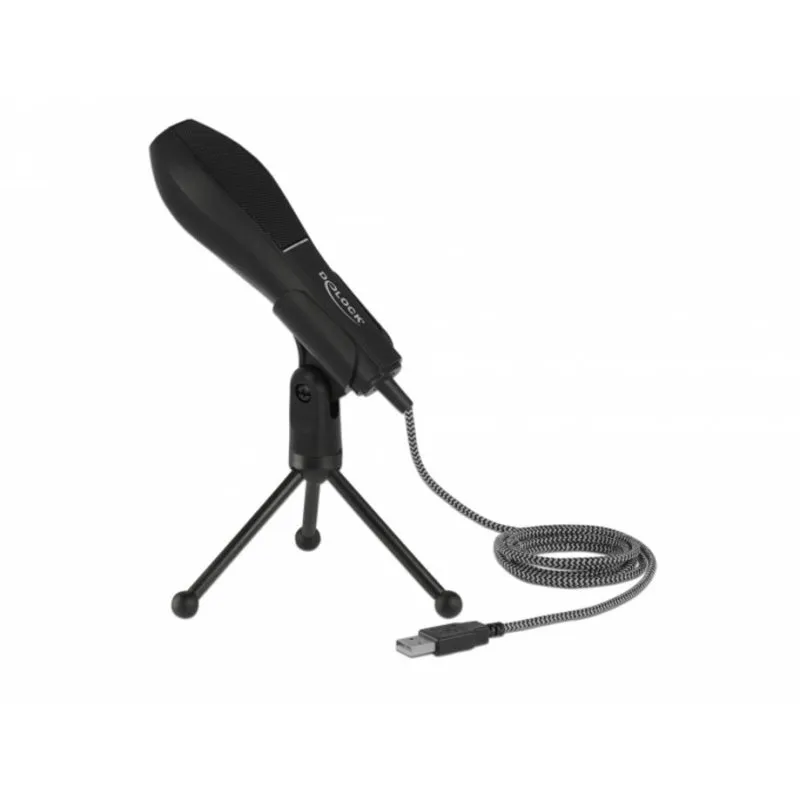 Microfone DeLOCK 65939 USB omnidirecional com suporte dobrável preto