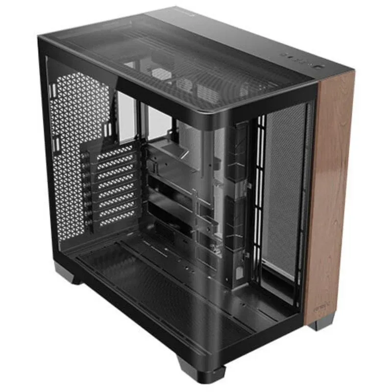 Caixa de Computador Gabinete Full Tower Antec C8 Curve Wood Preto Transparente Madeira PC Gabinete Full Tower Antec C8 Curve Wood Preto Transparente Madeira PC