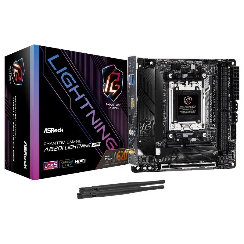 ASRock A620I Lightning WiFi Motherboard AM5 Mini ITX DDR5 PCIe 4.0 2.5GbE Wi-Fi 6E