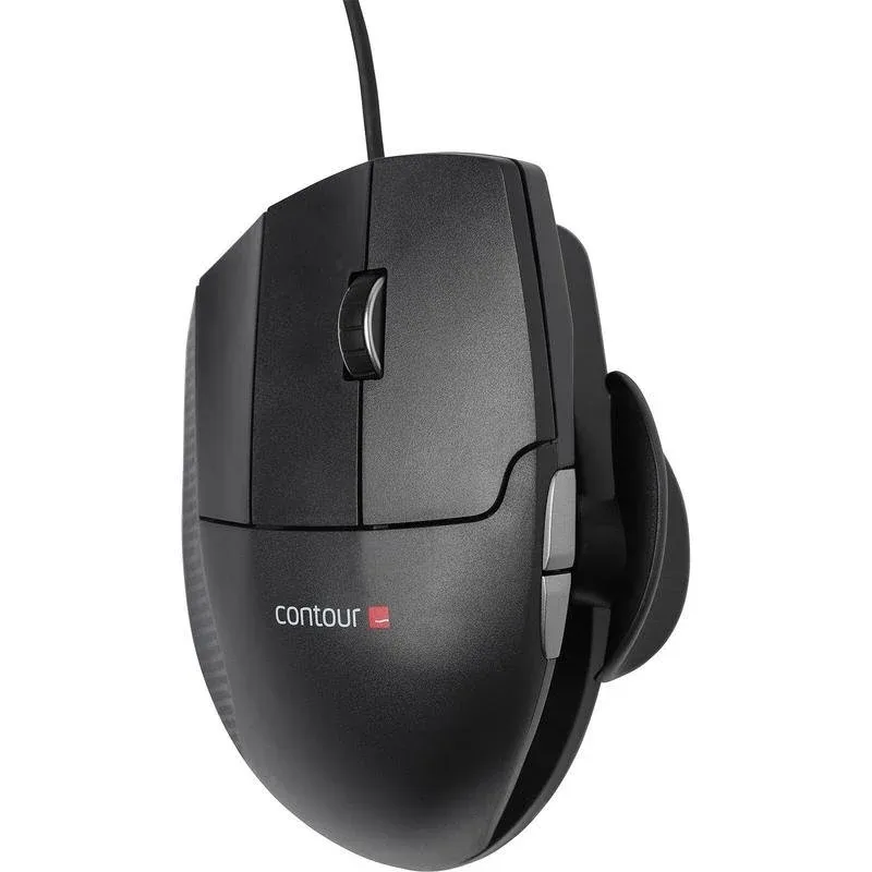 Ratón Contour Design Unimouse Wired Left Cable USB 2800DPI Preto 6 Botões Ergonómico
