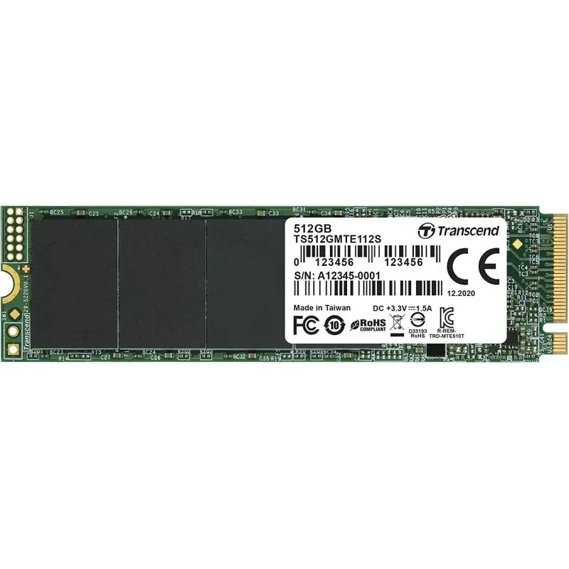 Disco Rígido Transcend 112S 512GB SSD M.2 3D NAND NVMe PCIe 3.0