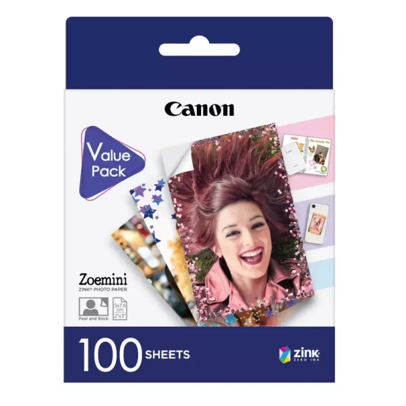 Papel fotográfico Canon ZINK ZP-2030 - 5 x 7,6cm (100 folhas)