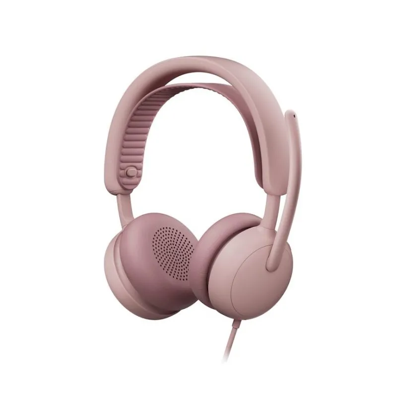 Auriculares Logitech Zone Wired 2 com fio USB-C/USB-A Cancelamento de Ruído Microfone Rosa