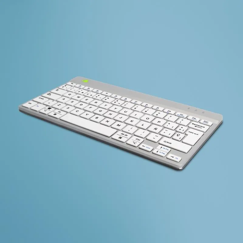 Teclado R-Go Tools Compact Break ergonómico compacto sem fio Bluetooth ES QWERTY branco