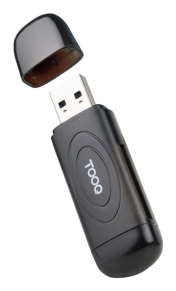 Leitor de Cartões Tooq USB-A 3.0, SD/TF, Preto