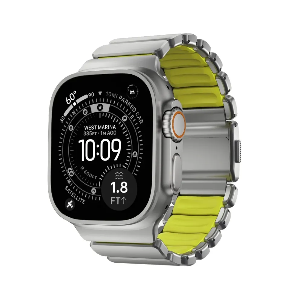 Bracelete Nomad Stratos Apple Watch 49mm Prateado/Volt