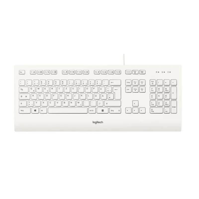 Teclado Logitech K280E Pro com fio USB QWERTZ completo branco resistente a líquidos