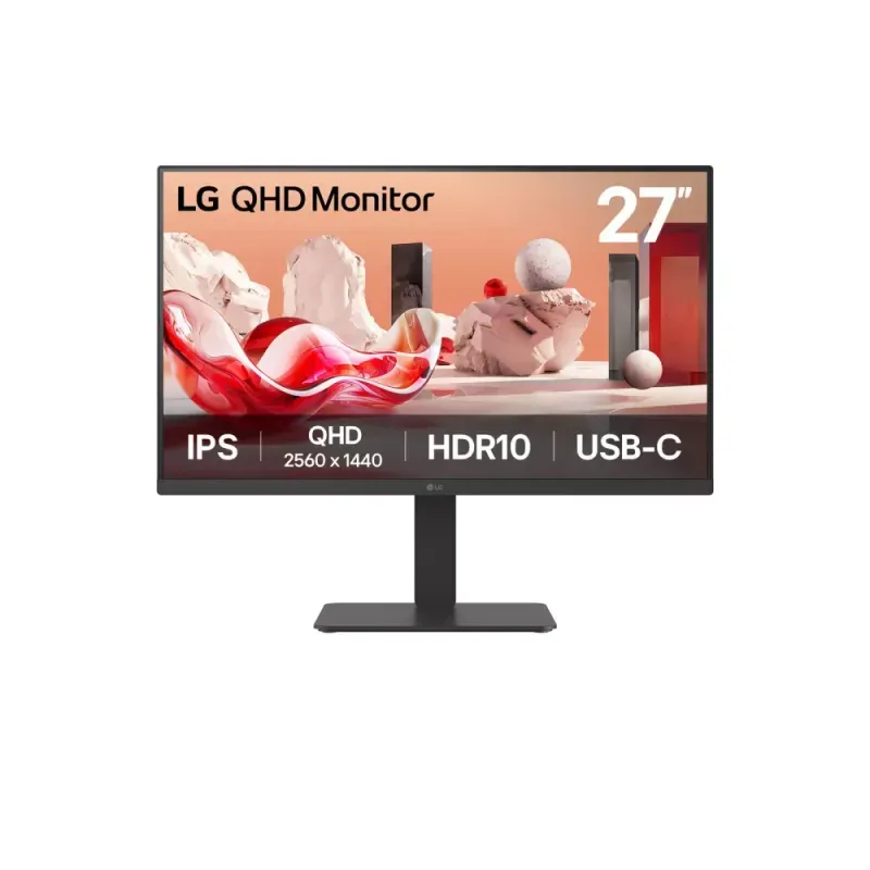 LG 27BA65QB-B - Monitor LED - 27" - 2560 x 1440 WQHD @ 100 Hz - IPS - 350 cd/m² - 1000:1 - HDR10 - 5 ms - HDMI, DisplayPort, USB-C - altifalantes