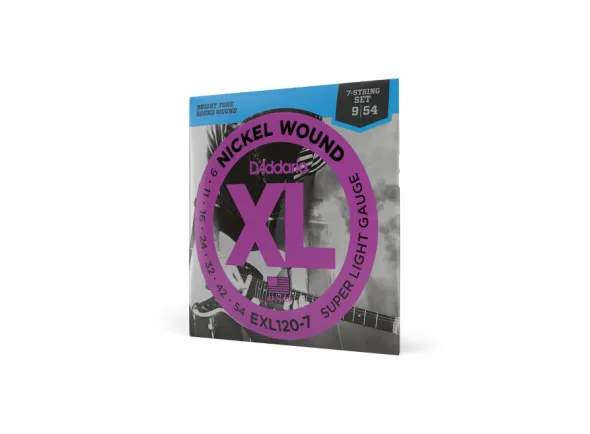 D'Addario EXL120-7 09-54 Super Light 7-String, XL Nickel Electric Guitar Strings