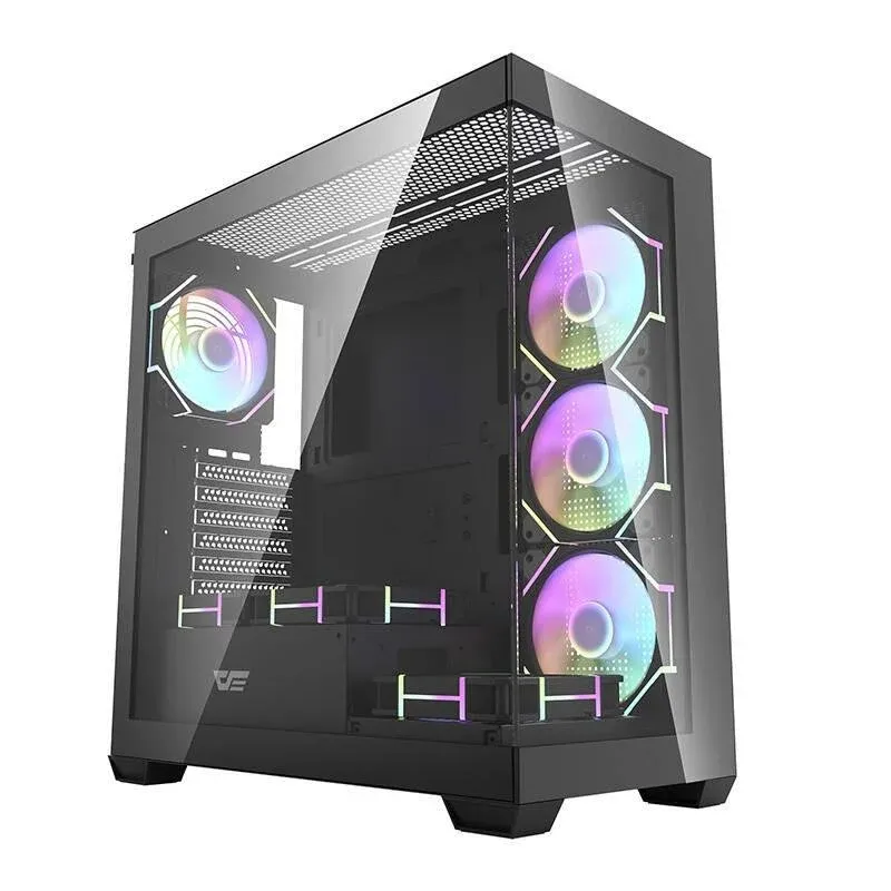 Caixa de Computador Caixa PC Darkflash DS900 Preta Mid Tower com 7 ventiladores ARGB