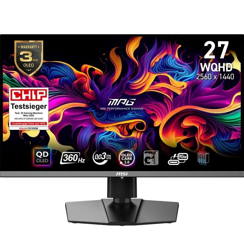 Monitor MSI MPG 271QRXDE 26.5" Wide Quad HD 360Hz QD-OLED 1ms USB-C HDR Gaming