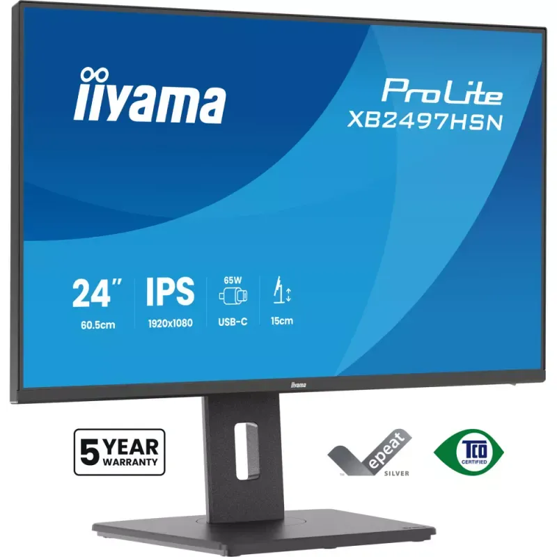 iiyama ProLite XB2497HSN-B1 - Monitor LED - 24" (23.8" visível) - 1920 x 1080 Full HD (1080p) @ 100 Hz - IPS - 350 cd/m² - 1500:1 - 1 ms - 2xHDMI, 2xDisplayPort - altifalantes - preto, mate