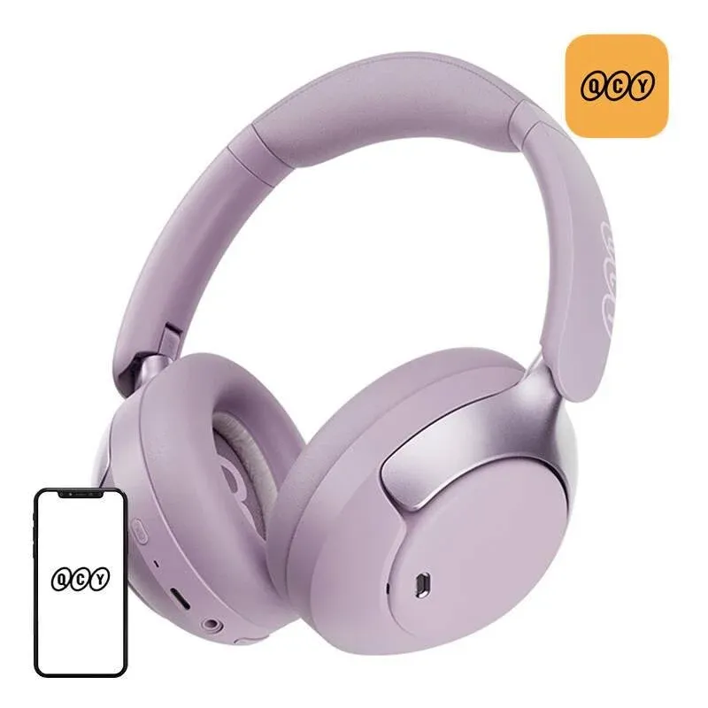 Auriculares QCY H3 Pro sem fios Bluetooth com Cancelamento de Ruído, uso diário, ecológicos, roxos