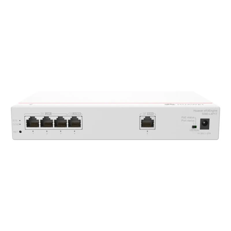 Switch Huawei S380-L4P1T 4 Portas Gigabit PoE 8 Gbps 32 AP VLAN Firewall Rack 1U