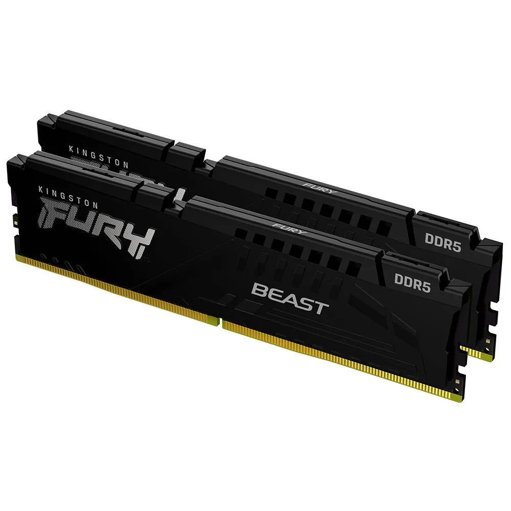 Memória RAM UDIMM Kingston Fury Beast 32GB (2x16GB) DDR5-6800MHz (AMD Expo/Intel XMP) CL34 (34-45-45) 1.40V 1Rx8 Preta